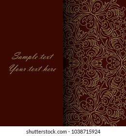 Illustration background with beautiful ornaments and strip for text. Pattern for invitation or greeting card.