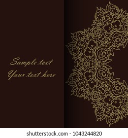 Illustration background with beautiful ornaments and strip for text. Pattern for invitation or greeting card.