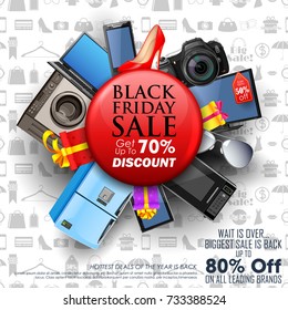 illustration of background for Black Friday Sale shopping Offer and Promotion Background on eve of Merry Christmas