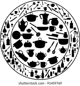 illustration with background of black ware on white