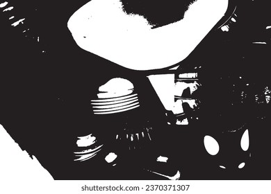 illustration of Background black and white abstract texture vector with lines, nets and dark spots