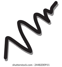  illustration background with black worm line or doodle and halftone or dots shadow. white background and isolated