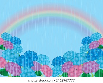 Illustration of a background with blooming hydrangeas