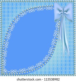 illustration background blue with bow and frame from