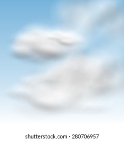 Illustration Background Blue Sky Fluffy Clouds - vector