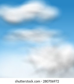 Illustration Background Blue Sky Fluffy Clouds - vector