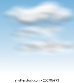 Illustration Background Blue Sky Fluffy Clouds - vector