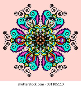 illustration background with bright round  pattern with jewels