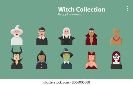 illustration background character design person vector cartoon icon avatar symbol wallpaper app lineart style commercial art logo campaign religion witch hunter shaman horror magic halloween poster