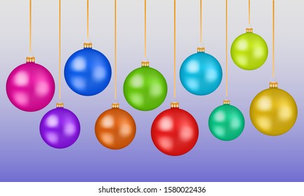 Illustration background with Christmas balls of different colors. Holiday, Christmas.