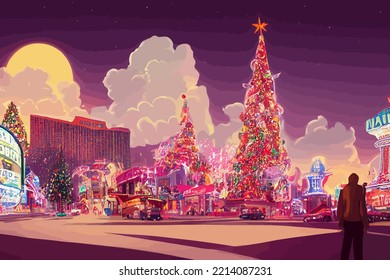 illustration background of Christmas at las Vegas on winter good for print on card