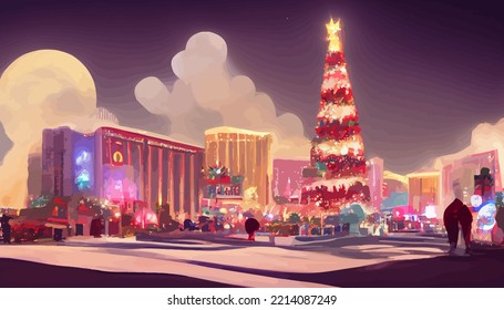 illustration background of Christmas at las Vegas on winter good for print on card