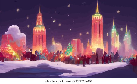 illustration background of Christmas new York cityscape building good for print on greeting card