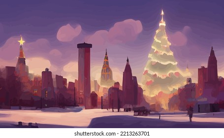 illustration background of Christmas new York cityscape building good for print on greeting card