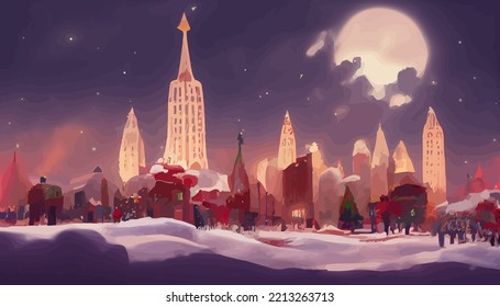 illustration background of Christmas new York cityscape building good for print on greeting card