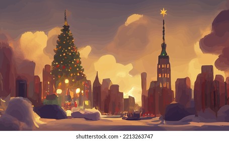 Illustrationshintergrund des New Yorker Stadthauses, gut für den Druck auf Grußkarte