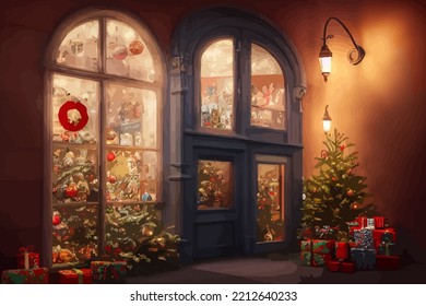 illustration background of Christmas shop good for print on card