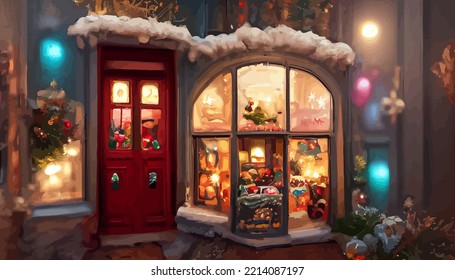 illustration background of Christmas shop good for print on card