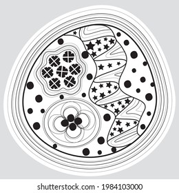 illustration of a background with circles. Line graphics arranged in free-form circles.