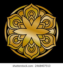 illustration background with a circular gold ornaments