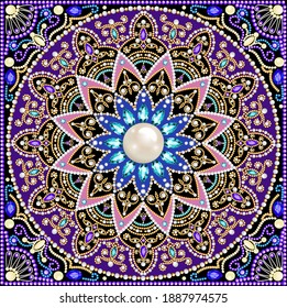 Illustration, kreisförmige Ornamente von Edelsteinen