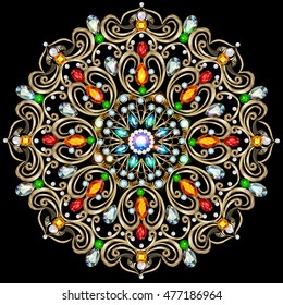 Illustration background circular ornaments of precious stones