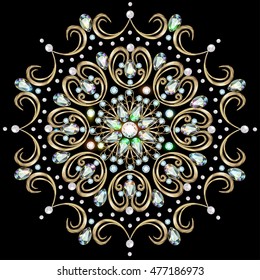 Illustration background circular ornaments of precious stones