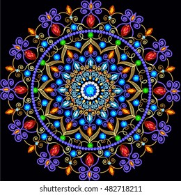 Illustration background circular ornaments of precious stones