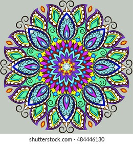 Illustration background circular ornaments of precious stones