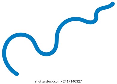 illustration background with color blue worm line or doodle. white background and isolated
