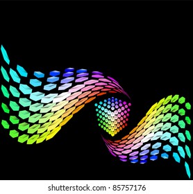 illustration background from color cube by wave