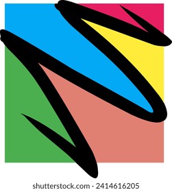 Illustration background with colorful design dan black line.
