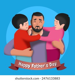 illustration and background to commemorate Father's Day with the words Happy Fathers Day