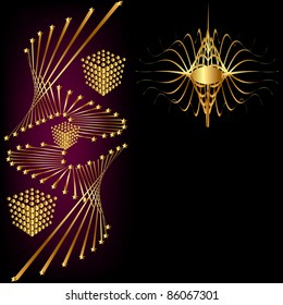 illustration background with cube and gold  line and star