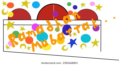 
Illustration background design, congratulations on fasting Ramadan, for Muslims throughout the world. with a cheerful, happy, colorful theme