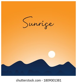 illustration background design of sunrise. mountain and sun design. eps 10