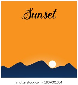 illustration background design of sunset. mountain and sun design. eps 10
