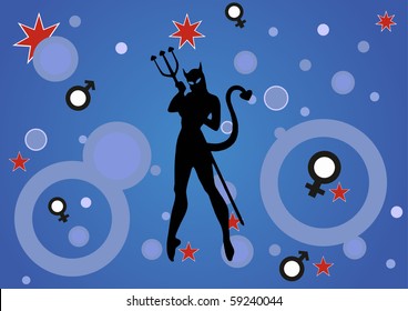 illustration of a background with a devil woman