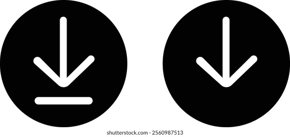 illustration of an background down arrow. Download icon black 