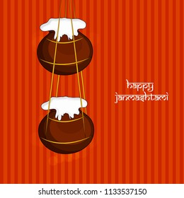 Illustration of background with Earthen Pot and butter for the occasion of hindu festival Janmashtami