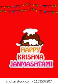 Illustration of background with Earthen Pot and butter for the occasion of hindu festival Janmashtami