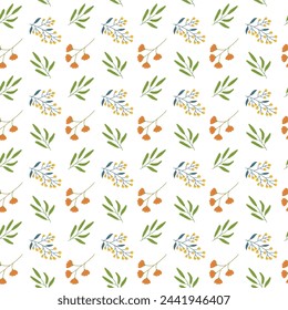 It is an illustration background featuring hand-drawn flowers, leaves, nature, and plants in a colorful, romantic, and beautiful pattern.