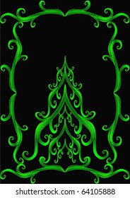 illustration background with fir tree and pattern