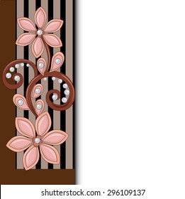 illustration background with floral ornament and pearls