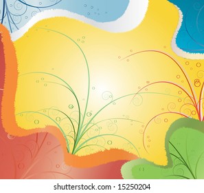 Illustration of background with flowers and shapes