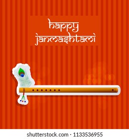 Illustration of background with Flute instrument for the occasion of hindu festival Janmashtami