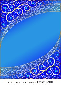 illustration a background a frame about gold a pattern and diamonds and stars