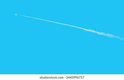 Illustration background frame of blue sky and contrails