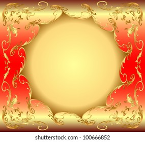 illustration background frame with circular gold(en) drawing