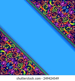 illustration background frame with corner ornament curls and jewels